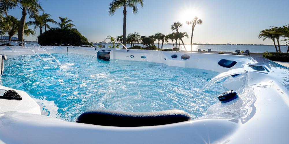 Water features of a swim spa.